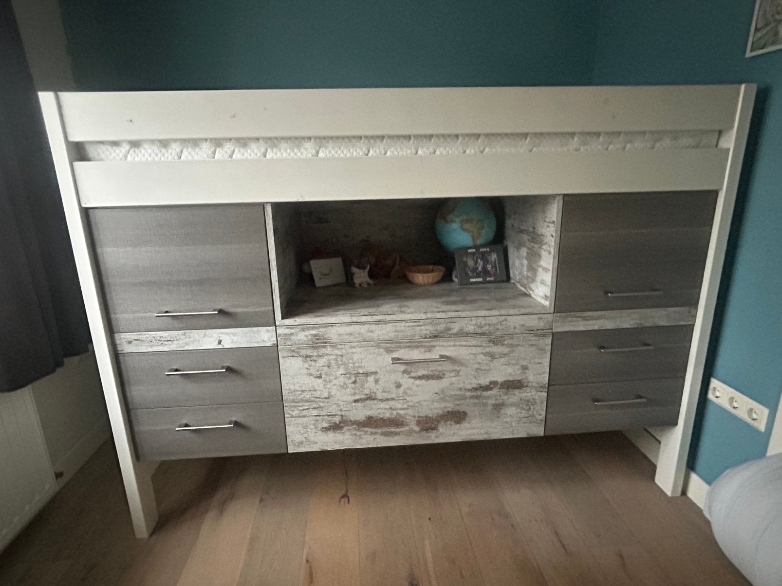 Bed hoogslaper, Ophalen, Eenpersoons, Minder dan 160 cm, Zo goed als nieuw