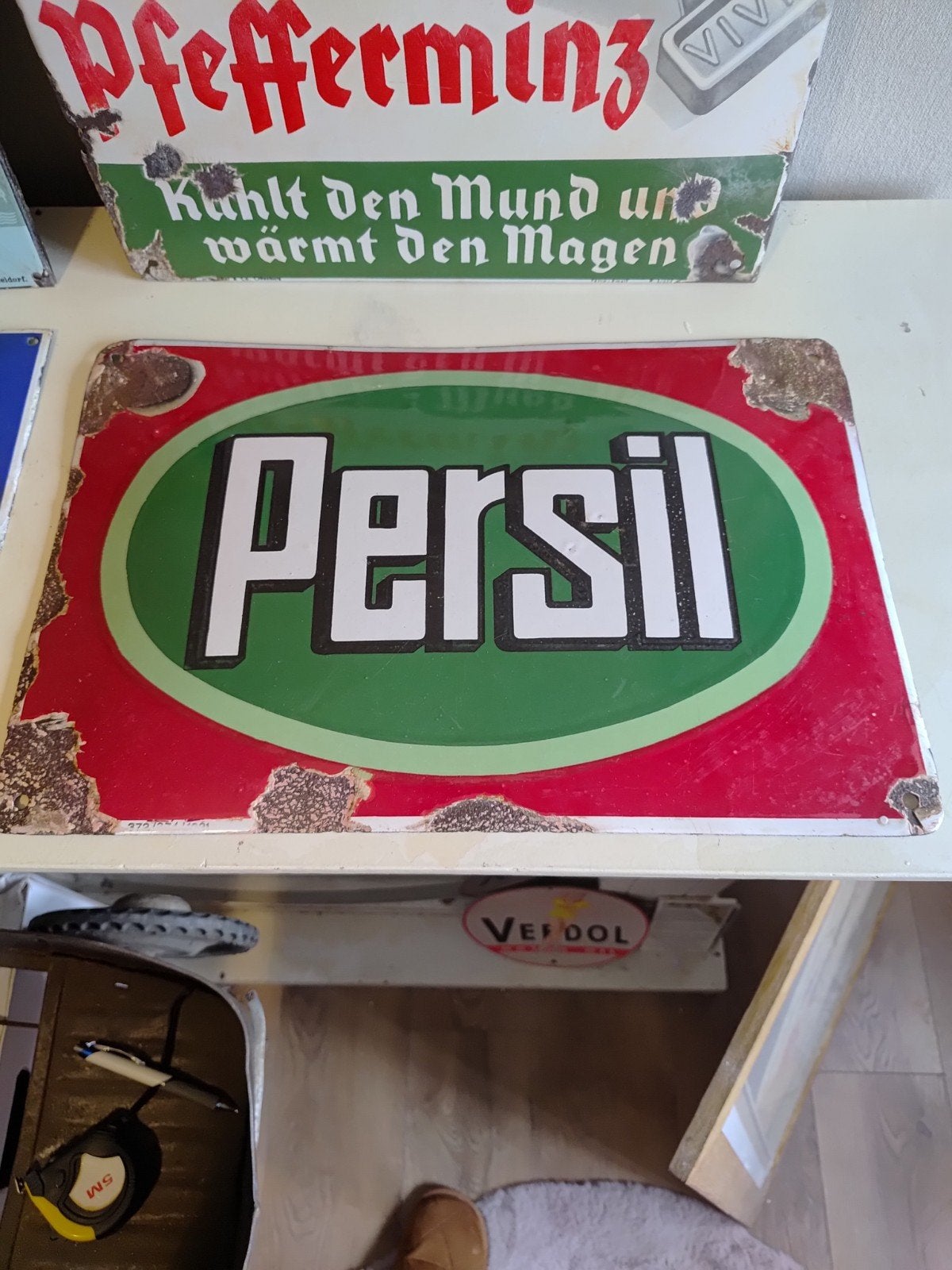 Jaren 30 Persil emaille bord zie foto's, Verzamelen, Ophalen of Verzenden, Gebruikt, Reclamebord
