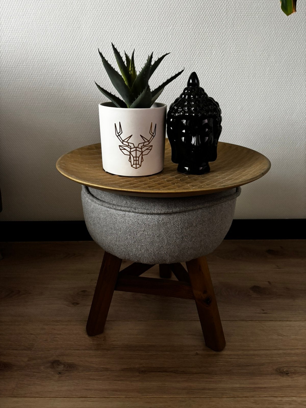 Deco set poef plant boeddha, Ophalen, Zo goed als nieuw