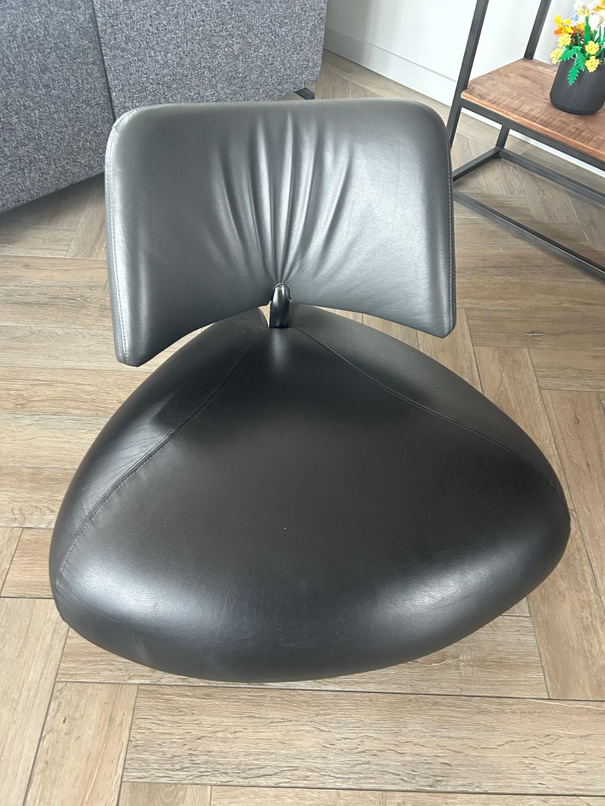 Leolux Pallone fauteuil - Zwart/grijs leer, Huis en Inrichting, Ophalen, Zo goed als nieuw, Leer, 75 tot 100 cm