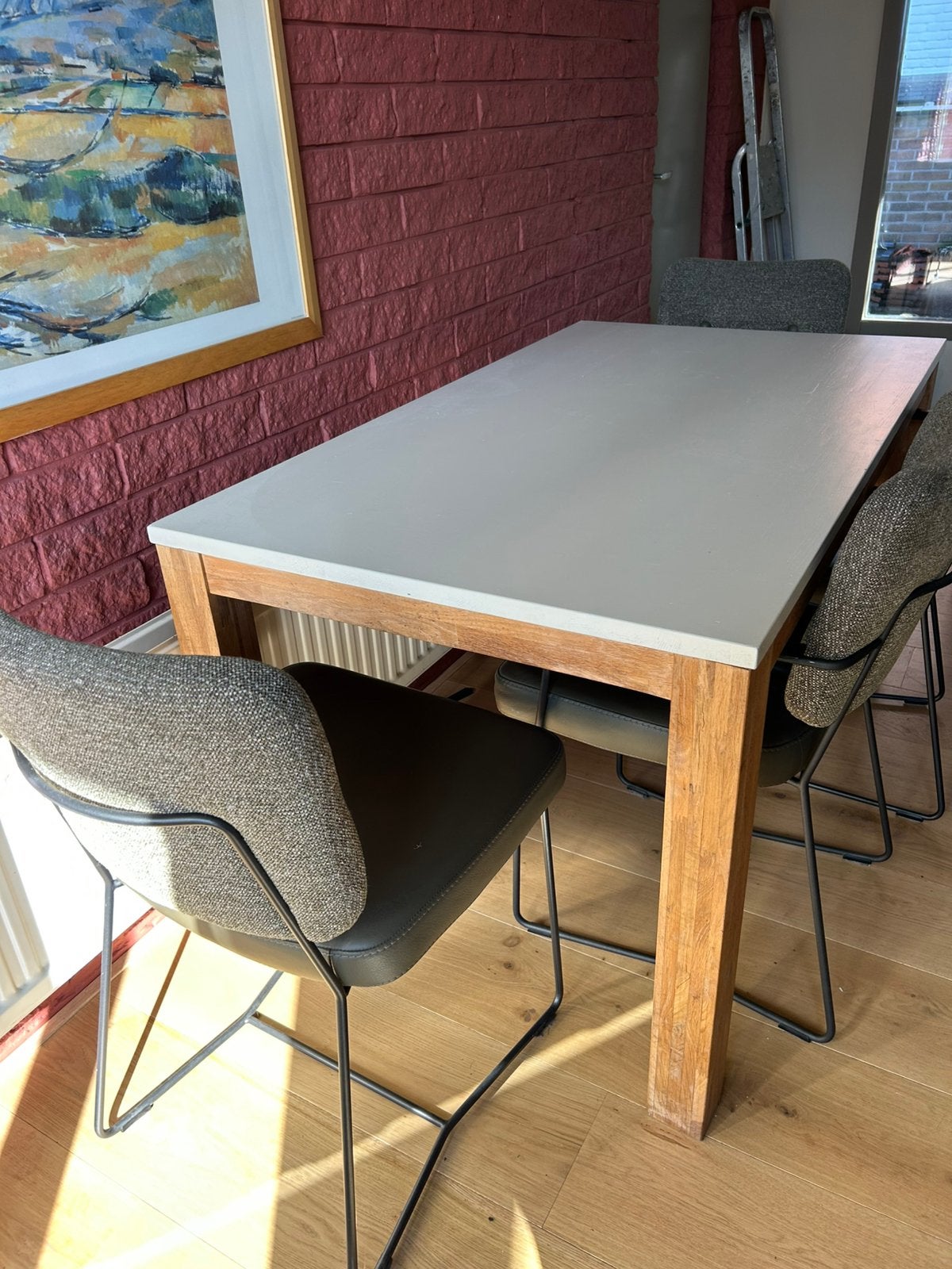 Houten wooods eettafel, 4 zitplaatsen, Gebruikt, Eettafel, Ophalen of Verzenden