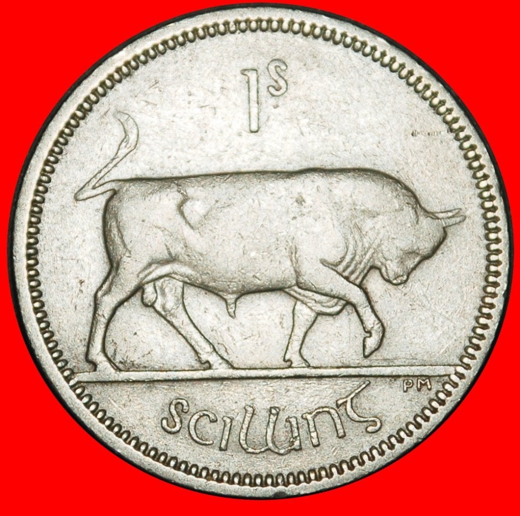 Ⰺ BRITAIN 1928-1968 NOT SILVER: IRELAND 1 SHILLING 1962 BULL, Ophalen of Verzenden, Overige landen, Losse munt