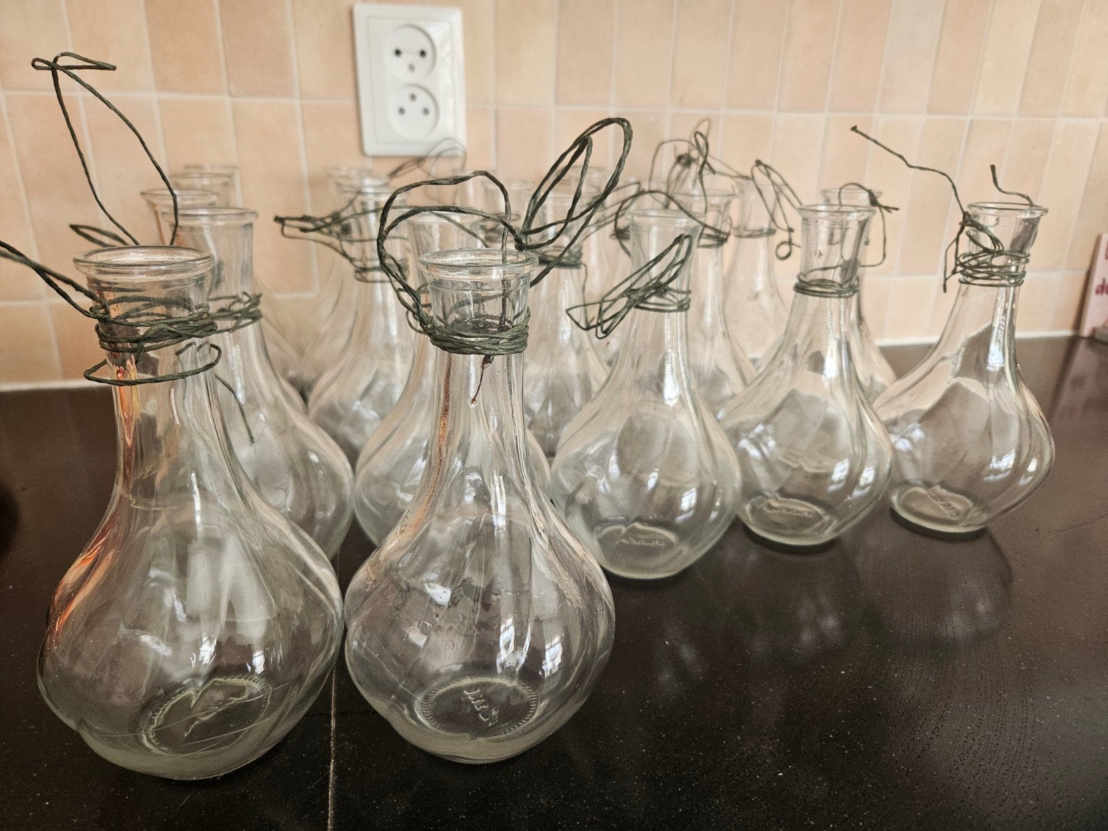 22 Ikea vaasjes met binddraad, Huis en Inrichting, Woonaccessoires | Vazen, Ophalen, Gebruikt, Transparant, Glas