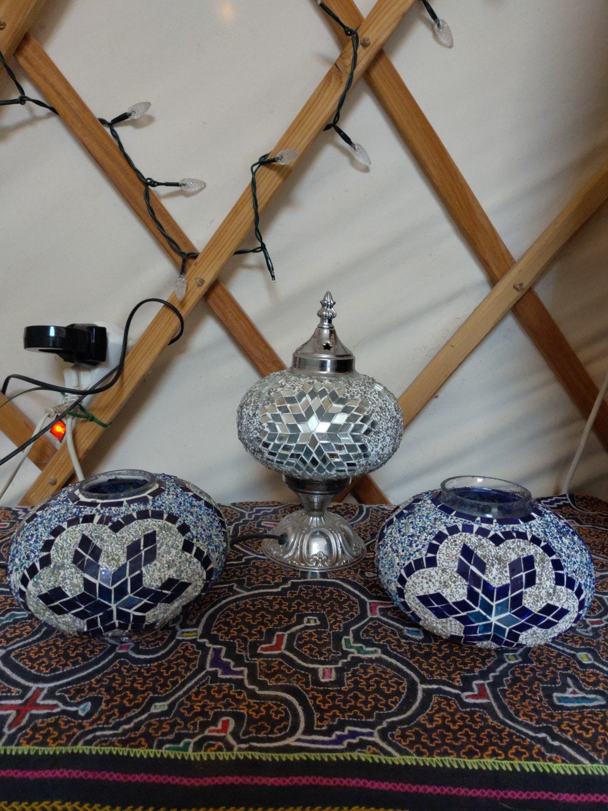 Turkse mozaïek lampen set - sfeervolle verlichting, Ophalen of Verzenden, Gebruikt