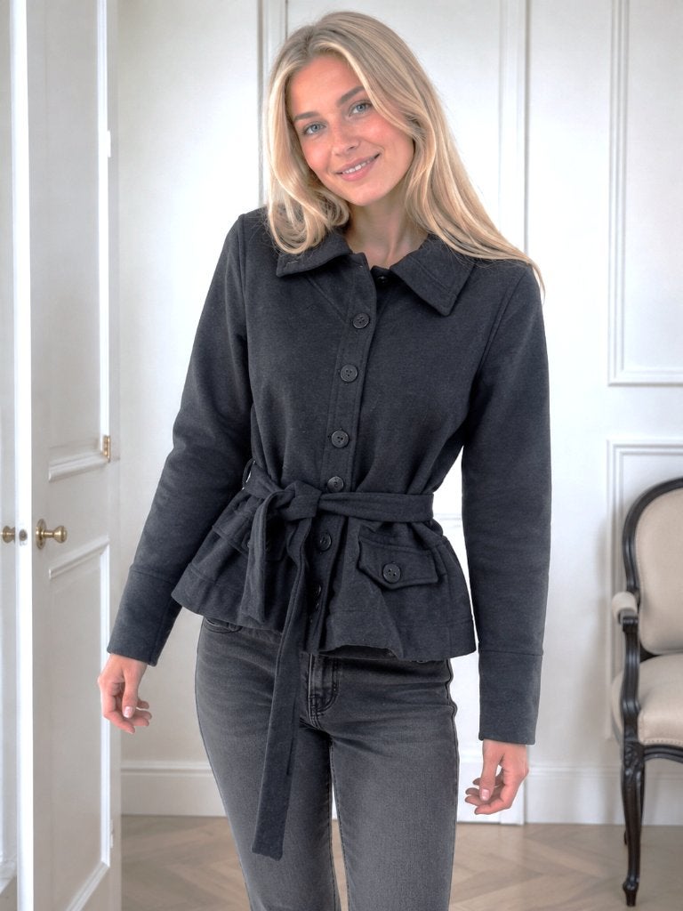donkergrijs blazer/jasje/bindceintuur van Odyssee /mt.38, Kleding | Dames, Maat 38/40 (M), Odyssee, Ophalen of Verzenden, Jasje