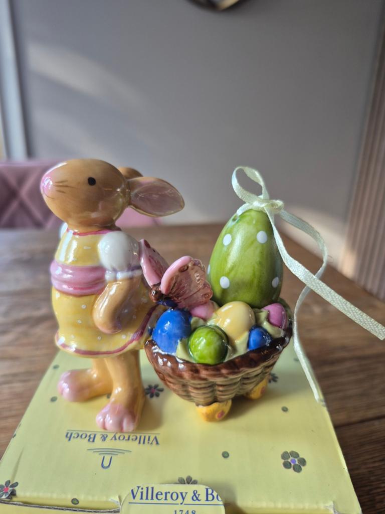 Villeroy & Boch Bunny Family - Zeldzaam Paashaasje met mand, Ophalen of Verzenden