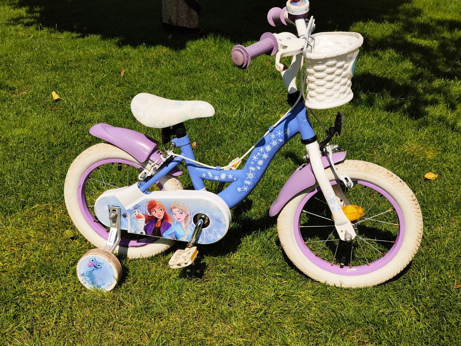 14" inch kinderfiets meisjesfiets Frozen met zijwieltjes, Ophalen, Zijwieltjes, Velgrem, Minder dan 16 inch
