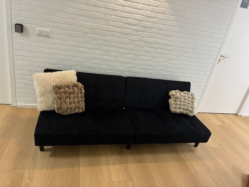 Velvet zwarte slaapbank, Ophalen, Minder dan 75 cm, 150 tot 200 cm, Velvet