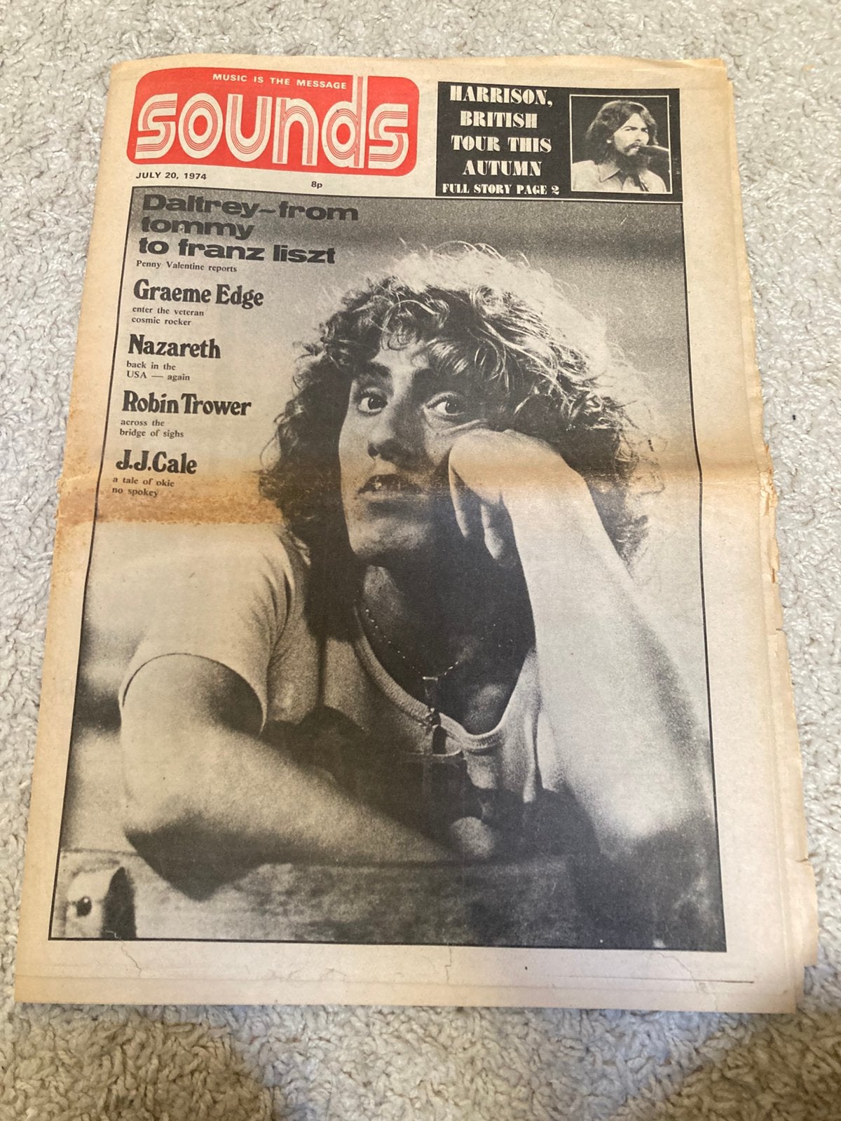 SOUNDS 1974 Robin Trower PETE ERSKINE Roger Daltrey BYRDS, Ophalen of Verzenden, Gelezen, Muziek, Film of Tv