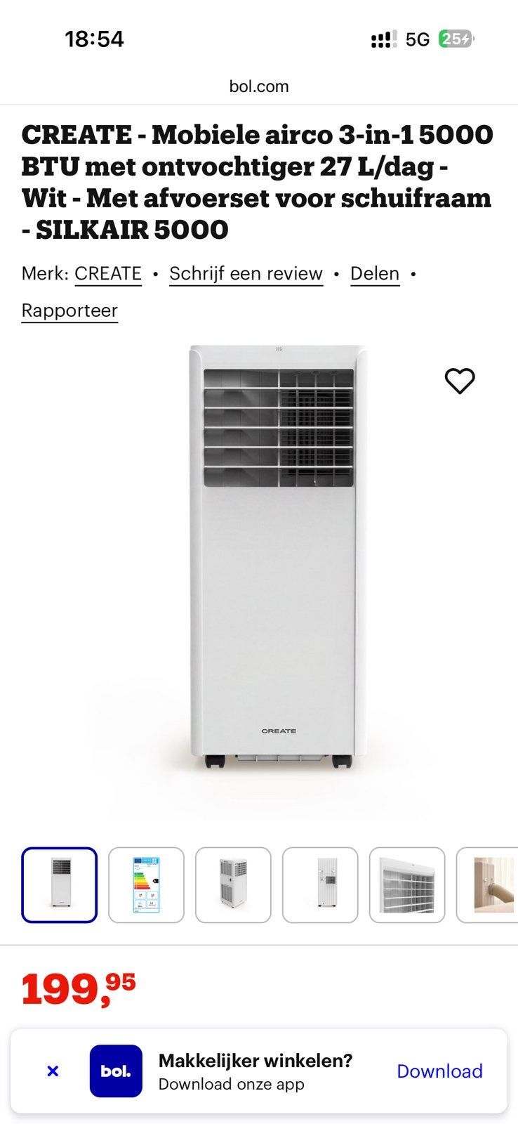 IK ZOEK Airco met slang !, Ophalen, Gebruikt, Minder dan 60 m³, 3 snelheden of meer