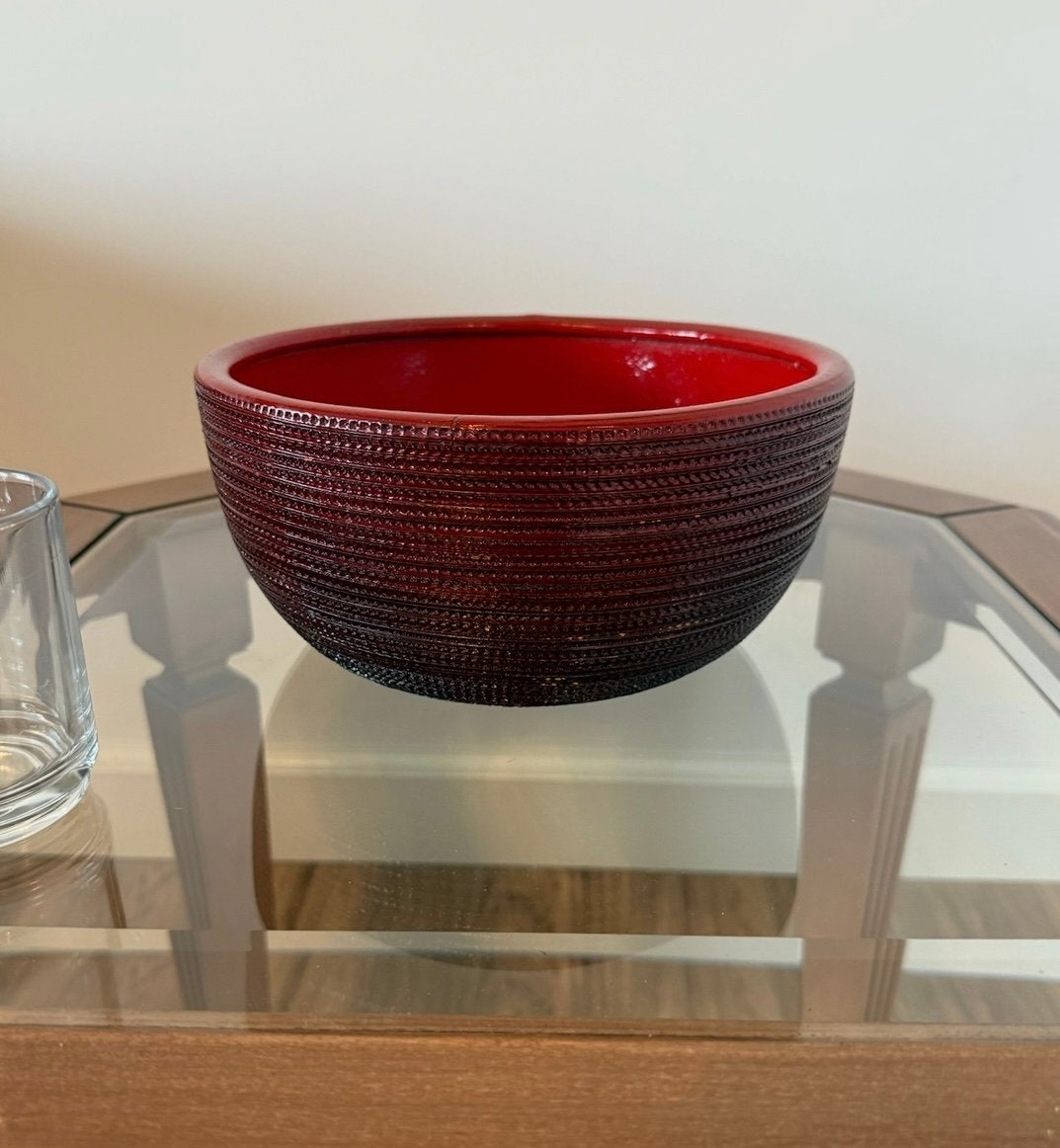 Bloempot rood, Rond, Ophalen of Verzenden, Zo goed als nieuw, Aardewerk