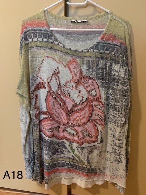 Missy trui met bloemenprint en strass steentjes, Kleding | Dames, Ophalen of Verzenden, Zo goed als nieuw, Maat 42/44 (L), Meerkleurig