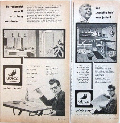 10 vintage advertenties reclames matrassen 35-60 bedden bed, Ophalen of Verzenden, Gebruikt, Overige typen
