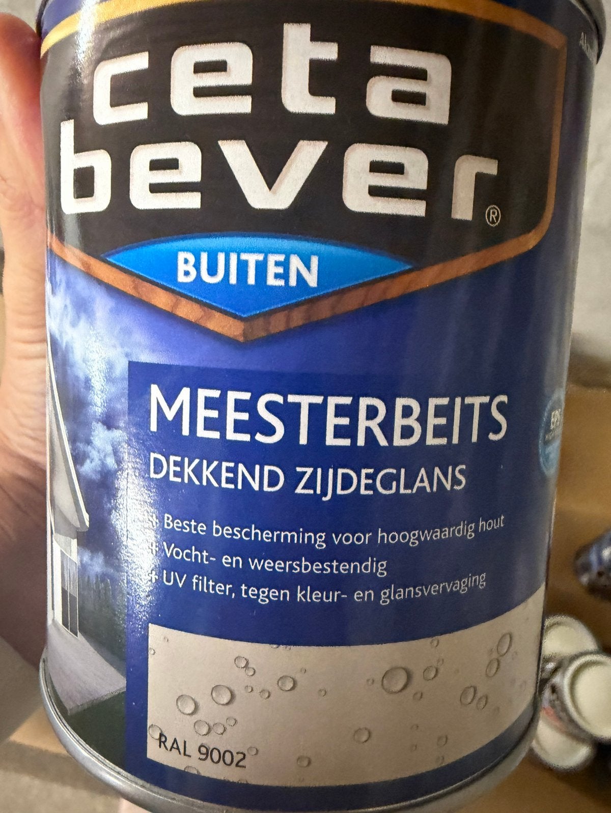 Cetabever witgrijze dekkende beits ral 9002 0,75liter, Ophalen of Verzenden, Nieuw