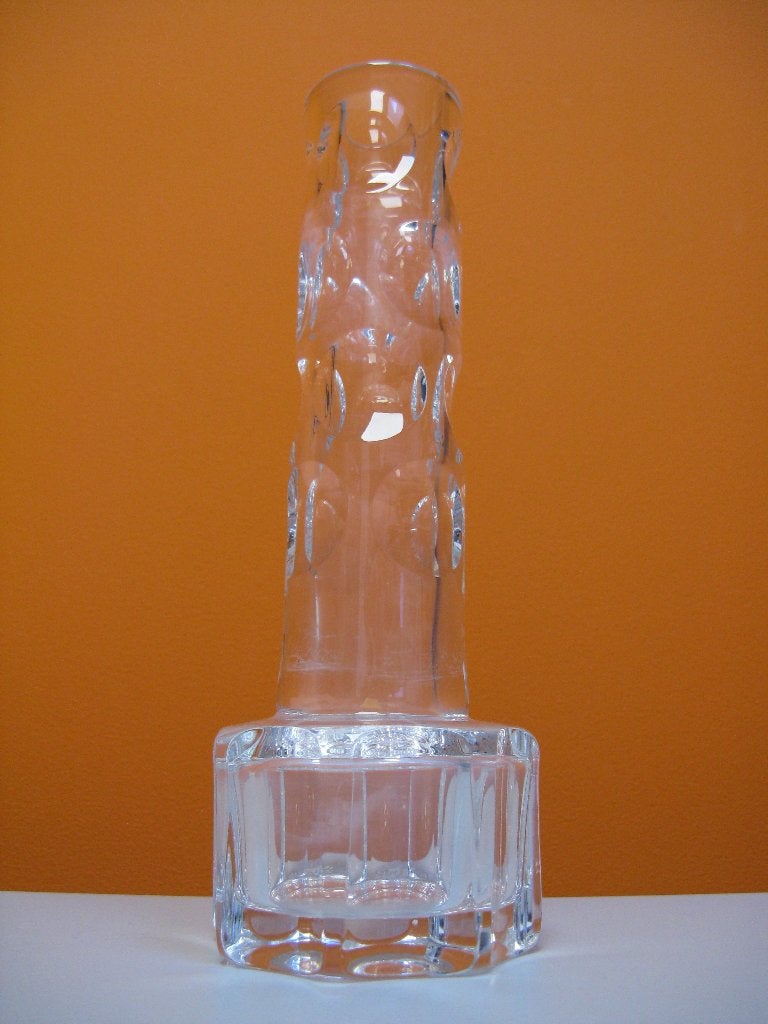 retro vintage dikwandig kristal geslepen vaasje 70s, Ophalen of Verzenden