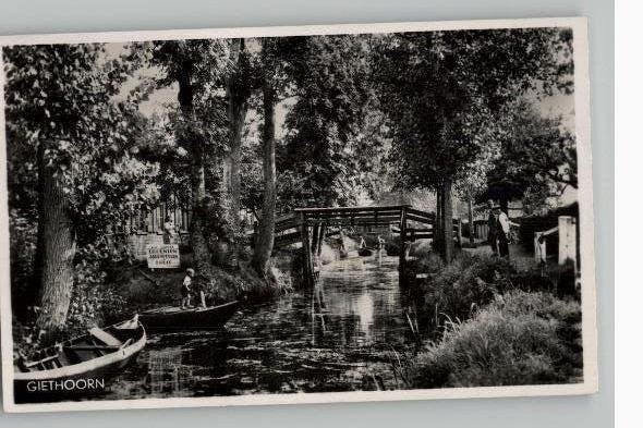 Giethoorn 2 prachtkaarten st 1950 zie info+anekdote, Verzenden, 1940 tot 1960, Gelopen, Overijssel