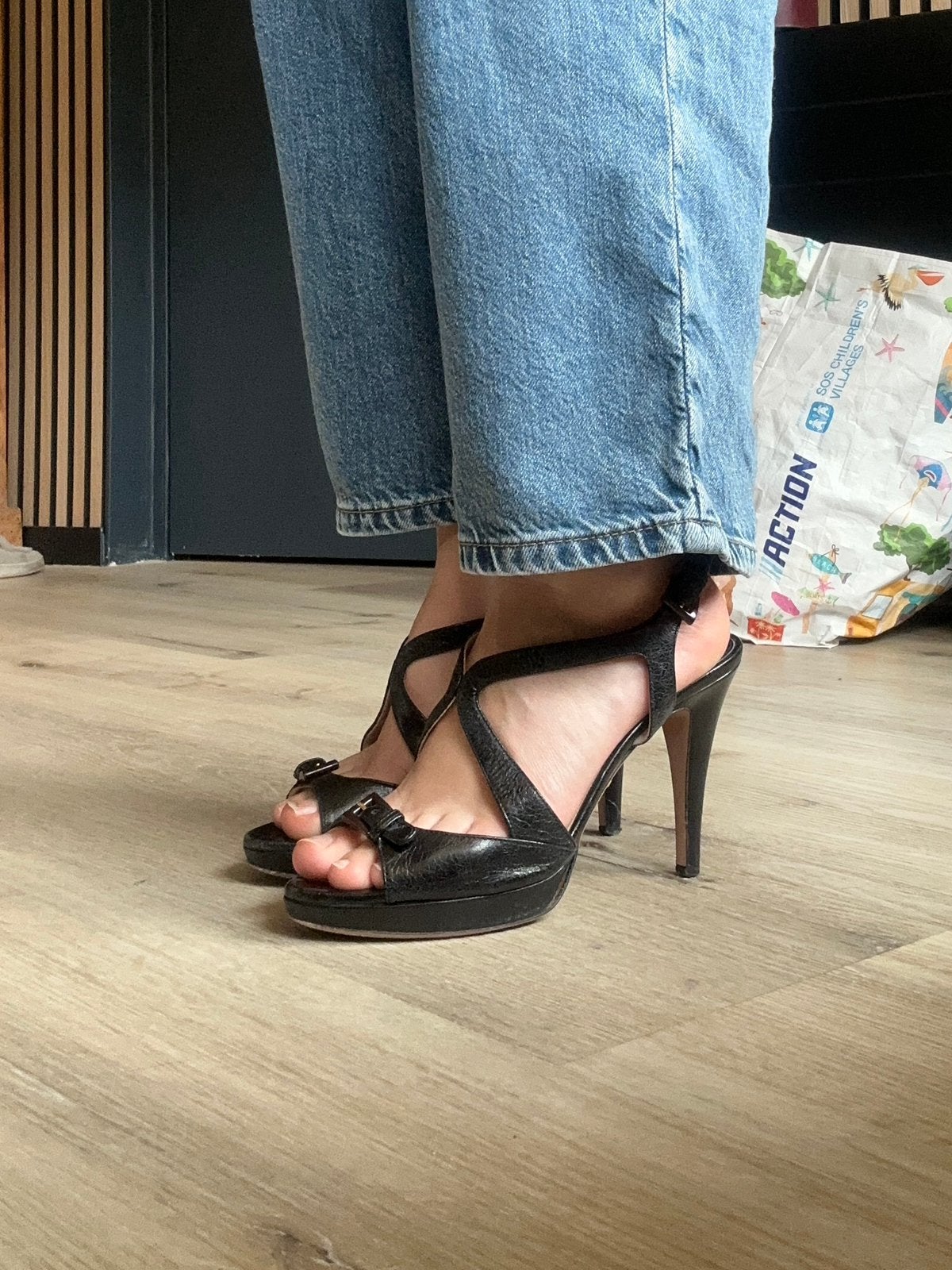Vintage Prada open-toe pumps, Verzenden, Gedragen, Zwart, Pumps