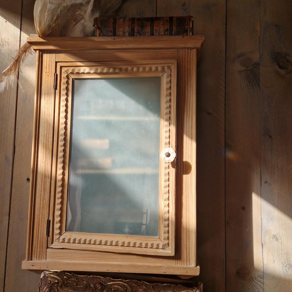 Oud brocante antiek grenen medicijnkastje kastje, Ophalen of Verzenden