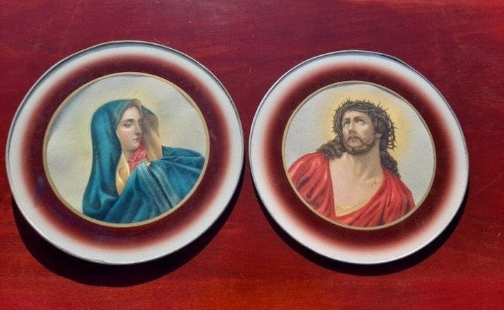 Set 2 wand borden glas in lood, Ophalen