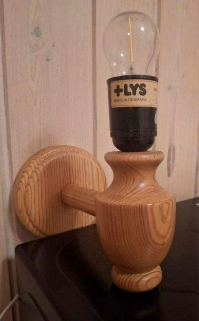 Deense vintage blank houten wandlamp., Ophalen of Verzenden, Zo goed als nieuw