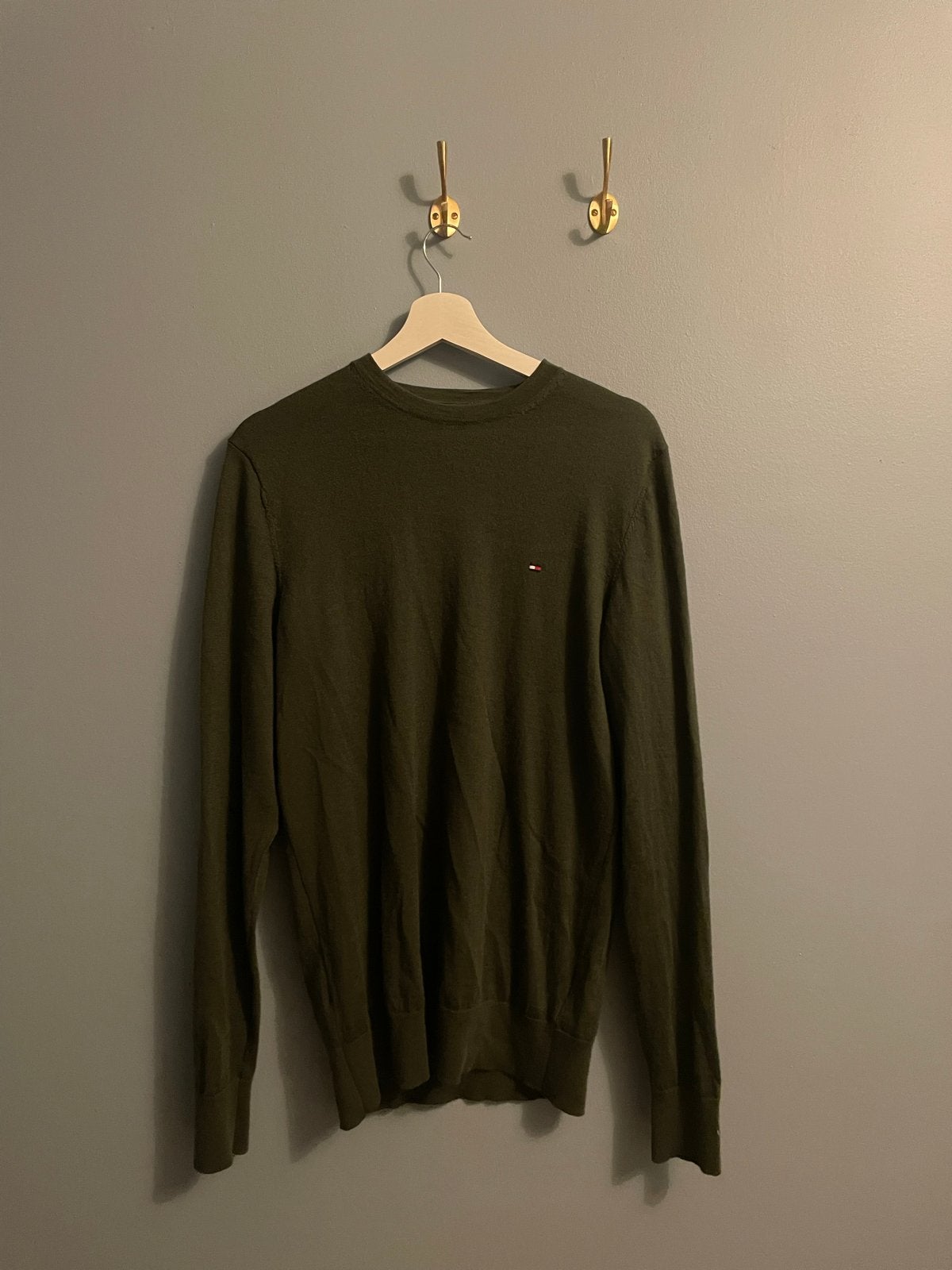 Tommy Hilfiger Merino Wol Trui - Maat M, Ophalen of Verzenden, Zo goed als nieuw, Maat 48/50 (M), Groen