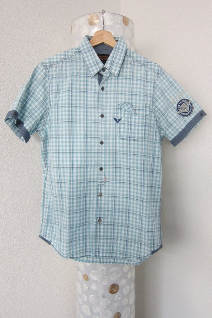 Pme legend overhemd pall mall blauw korte mouw m geblokt, Kleding | Heren, Overhemden, Blauw, Pall Mall PME Legend, Zo goed als nieuw