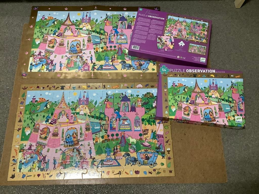 Leuk Puzzel Djeco Prinses Sprookje speurtocht details zoeken, Ophalen of Verzenden, 10 tot 50 stukjes, Zo goed als nieuw, 2 tot 4 jaar