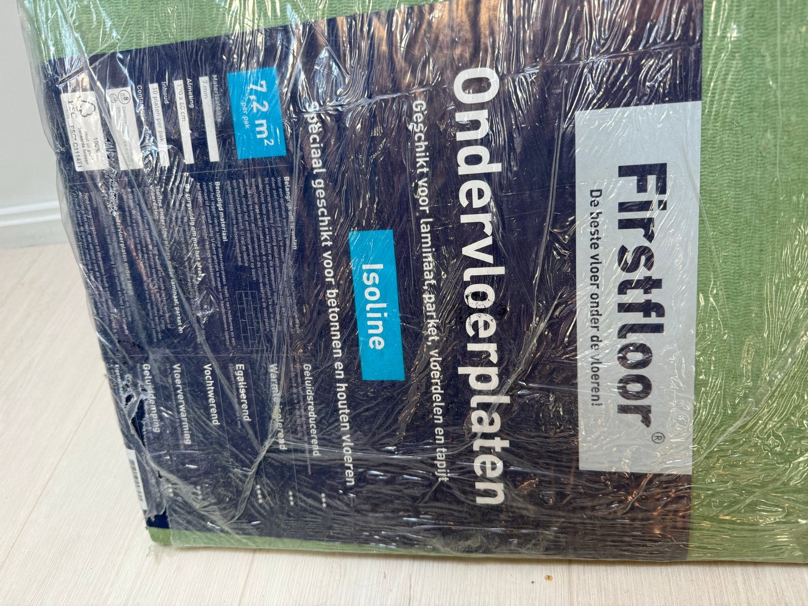 Firstfloor Ondervloerplaten Isoline+ (7 bruin, 8 groen), Doe-het-zelf en Verbouw, Ophalen, Overige materialen, 30 cm of meer, Overige typen