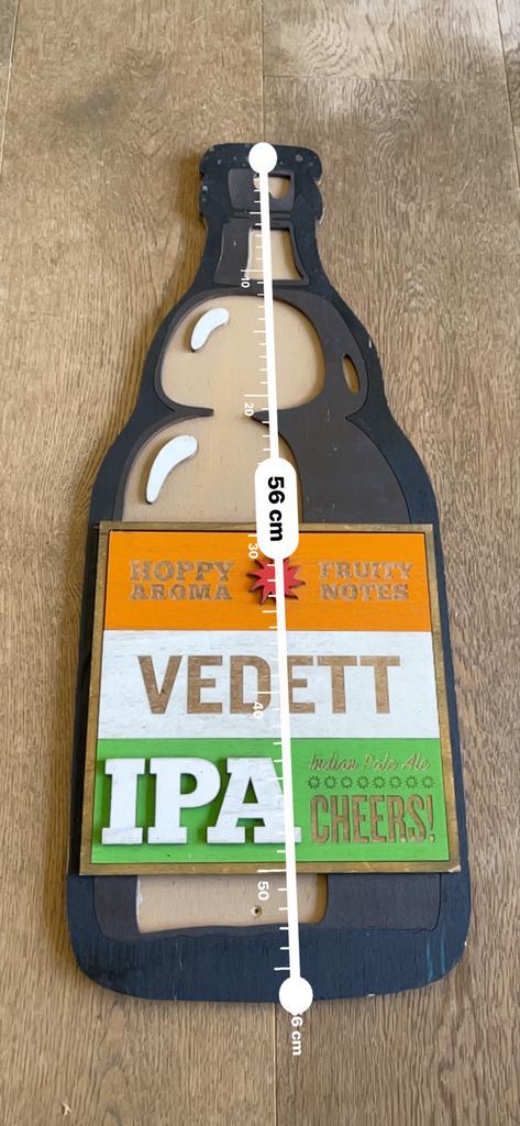 Vedett IPA Bierfles Wanddecoratie Hout, Ophalen of Verzenden, Gebruikt, Reclamebord, Plaat of Schild