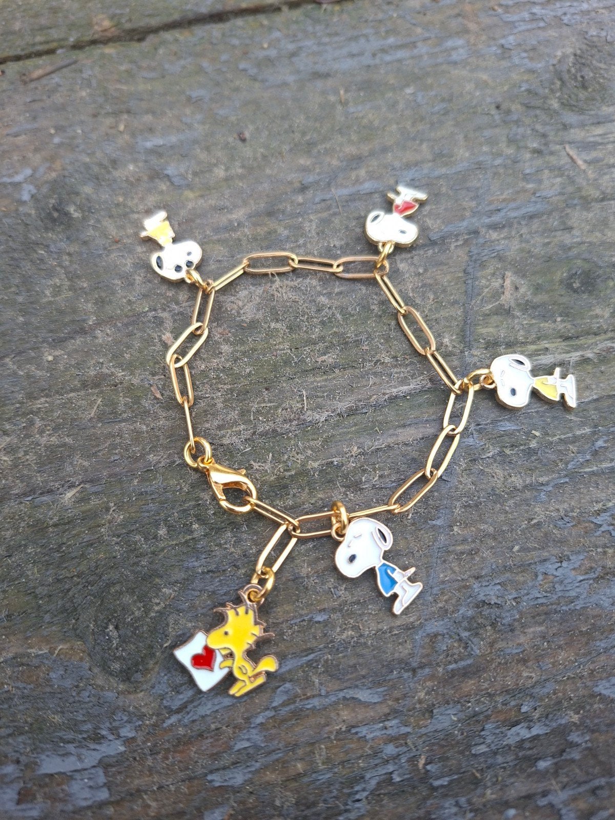 bedelarmband Snoopy Woodstock, Ophalen of Verzenden, Nieuw, Overige kleuren, Met bedels of kralen