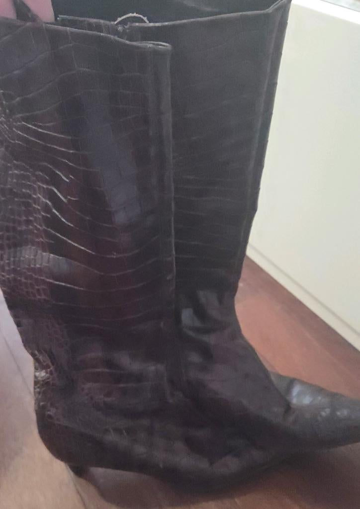 Tims Shoes Bruine Krokodillenprint leren Laarzen Mt 41 nieuw, Kleding | Dames, Schoenen, Hoge laarzen, Bruin, Ophalen of Verzenden