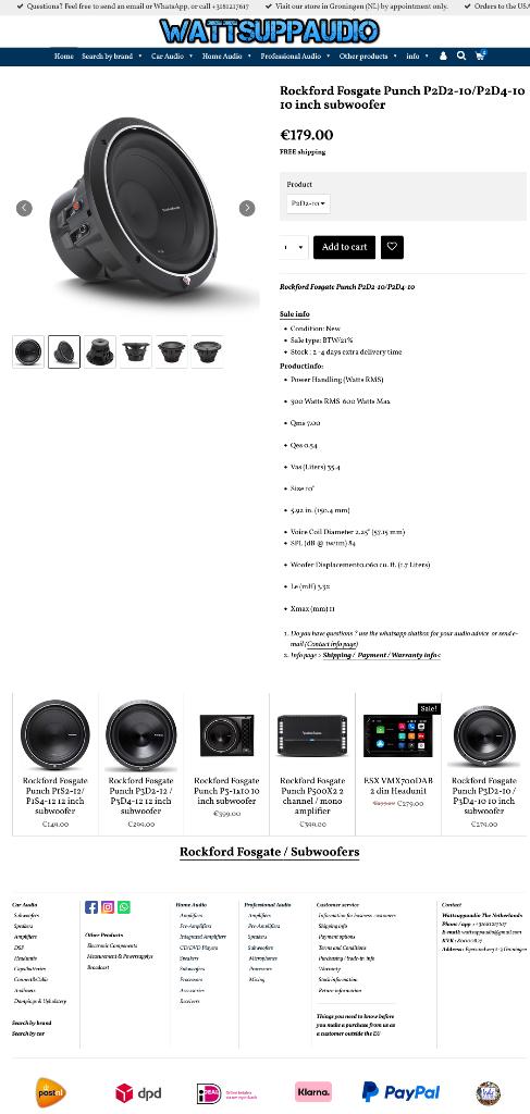Rockford Fosgate Punch P2D2-12/P2D4-12 12 inch subwoofer, Audio-design, Nieuw, Am Breilingsweg 3, 76709 Kronau, Duitsland, Ophalen of Verzenden