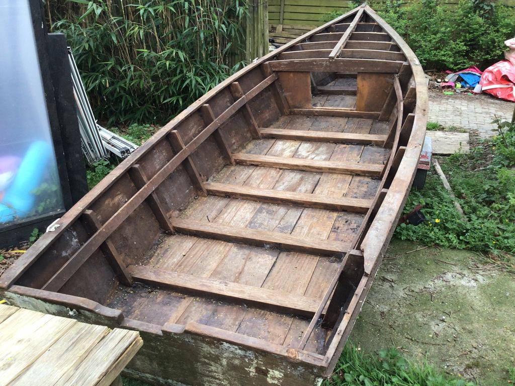 Boot, massief hardhout  (opknapper), Doe-het-zelf en Verbouw, Hout en Planken, Gebruikt, 25 tot 50 mm, Ophalen of Verzenden, Plank
