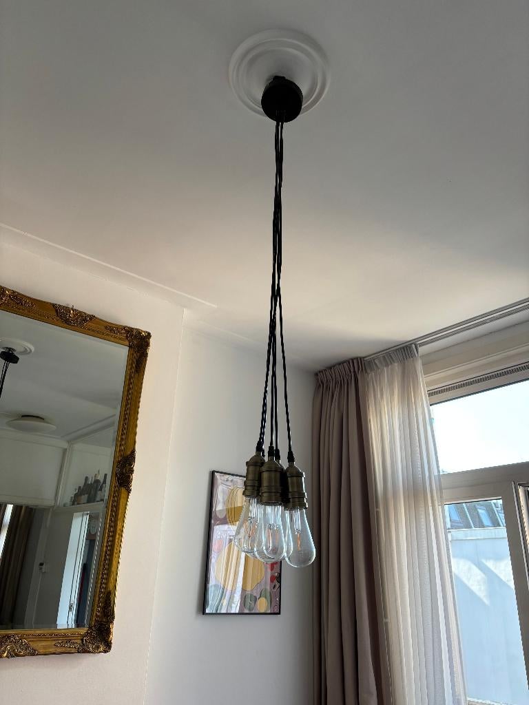 Messing Patina Pendant Lamp, Huis en Inrichting, Ophalen, Zo goed als nieuw, Glas, Minder dan 50 cm