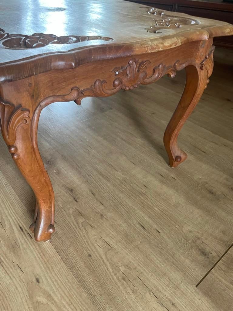 Antieke salontafel met houtsnijwerk - Opknapper, Antiek en Kunst, Ophalen