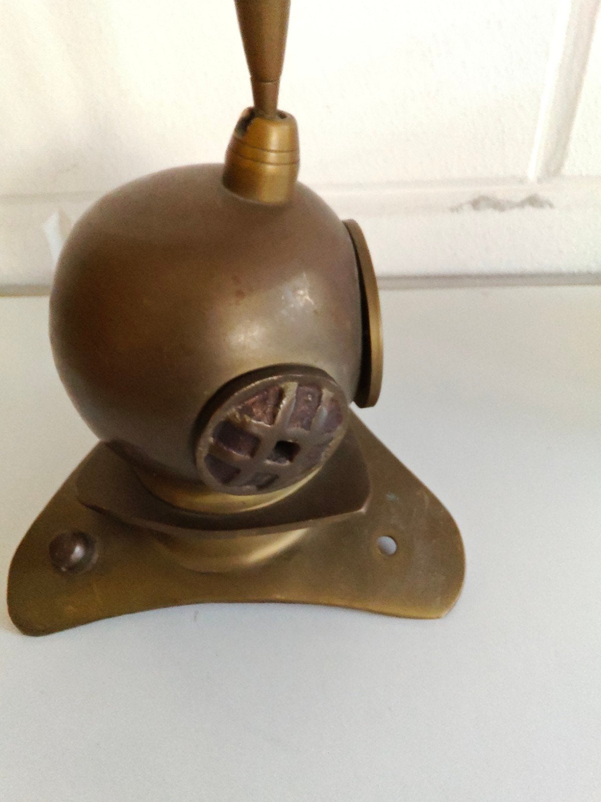 Bronzen pennen houder duikhelm vintage 21 cm hoogte, Gebruikt, Gebruiksvoorwerp, Motorboot of Zeilboot, Ophalen of Verzenden