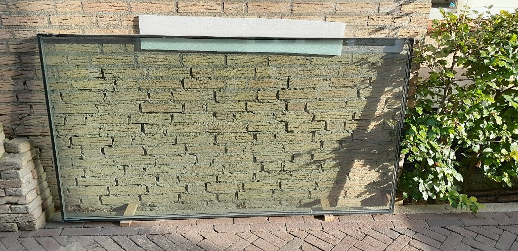 Grote glasplaat met barst, Ophalen, Gebruikt, 80 tot 120 cm, 160 cm of meer