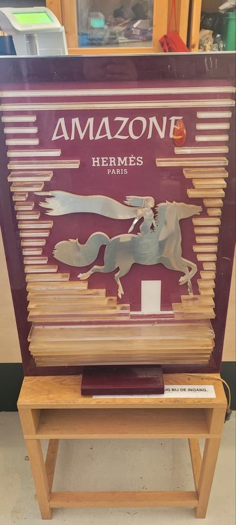 Vintage Hermes Amazone Reclame Verlichting Display, Ophalen, Reclamebord, Gebruikt, Onbekend