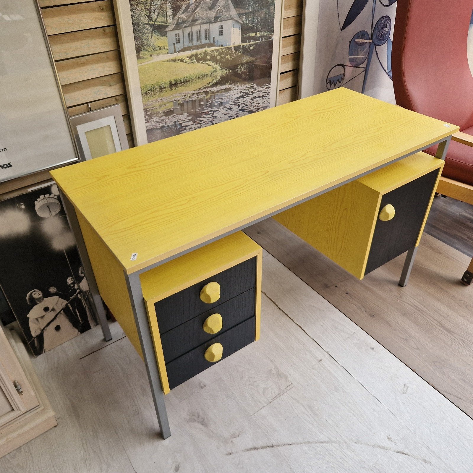 Retro Buro Jaren '70 Geel/Zwart - Vintage Design, Ophalen, Gebruikt, Onbekend@voorbeeld.com, Geel