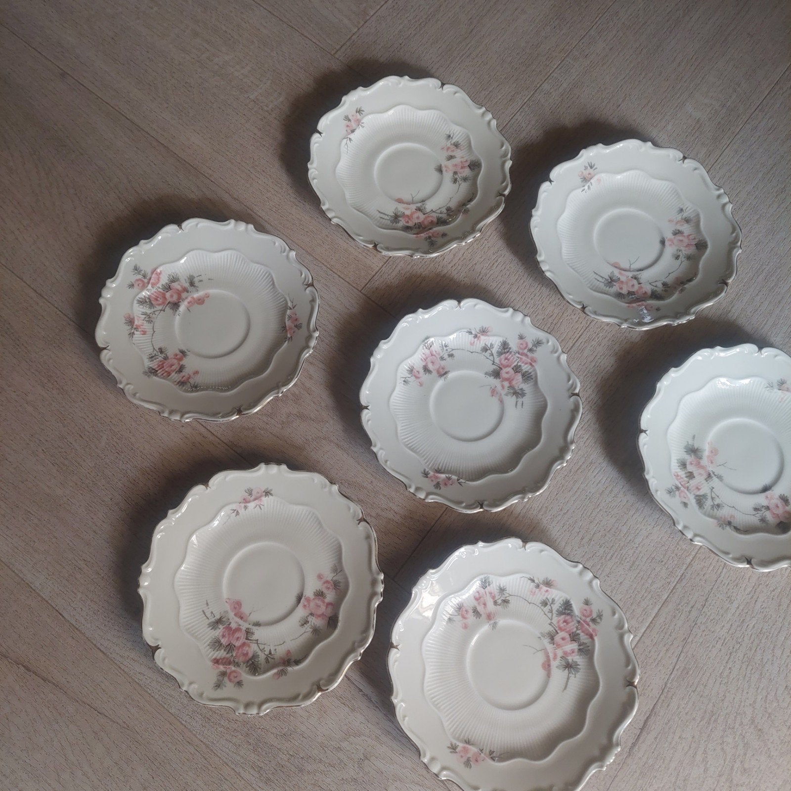 Set van 7 Sorau Christens Porzellan schotels met rozen, Ophalen of Verzenden