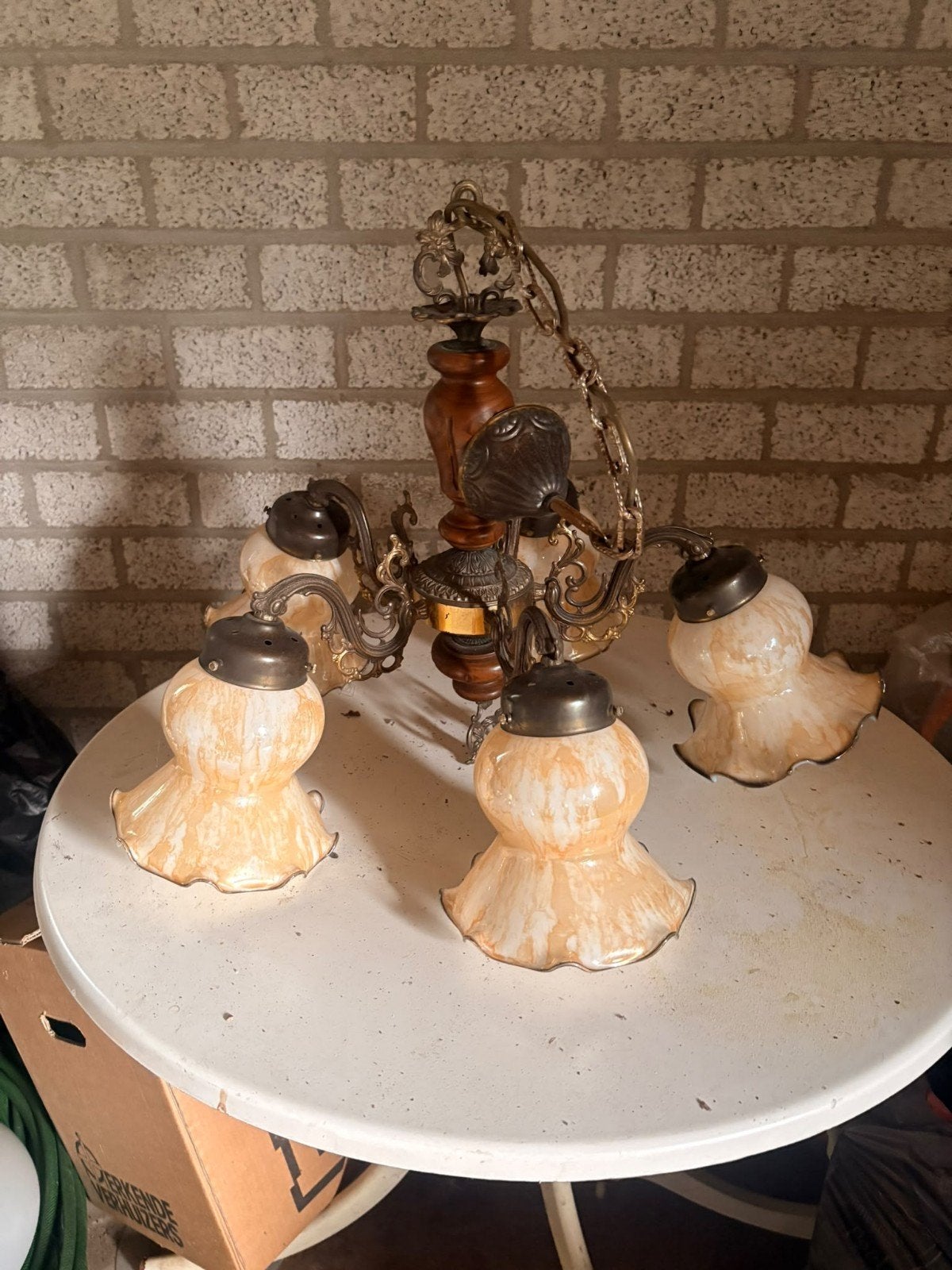 Antieke Kroonluchter met 4 Lichtpunten, Antiek en Kunst, Ophalen of Verzenden