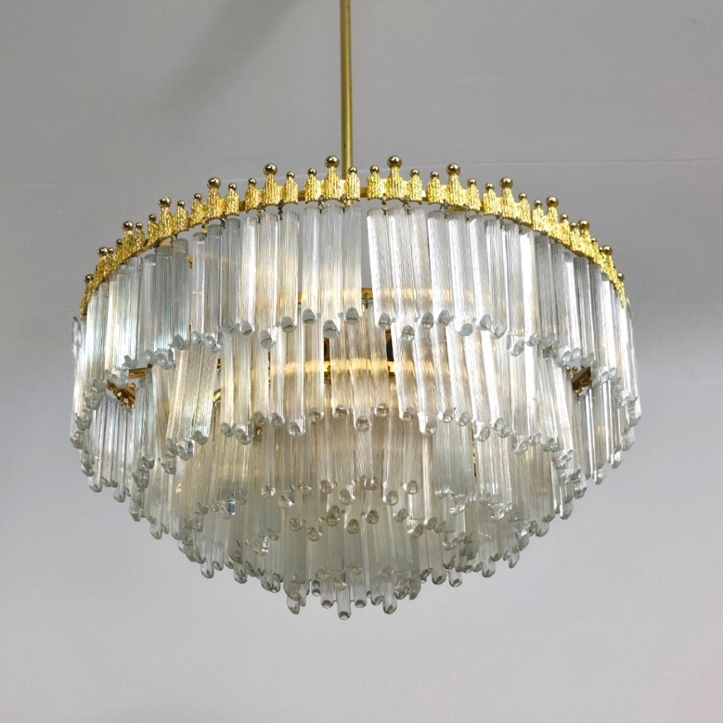 Regency kroonluchter XL kaiser leuchten 60's verguld kristal, Ophalen, Gebruikt, Glas, E14 (klein)