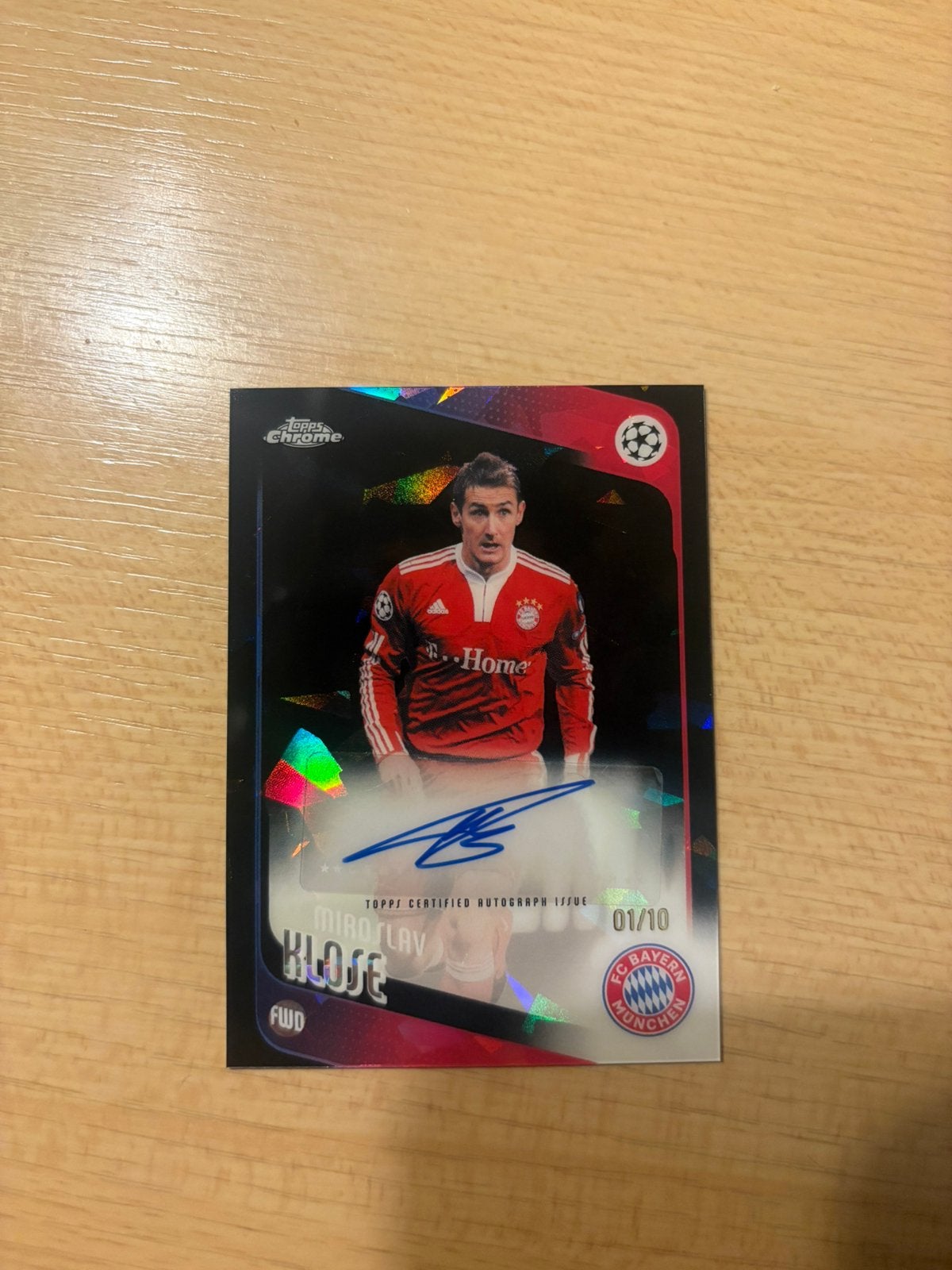 Topps chrome sapphire miroslav klose handtekening 1/10, Ophalen of Verzenden, Zo goed als nieuw, Buitenlandse clubs, Spelerskaart