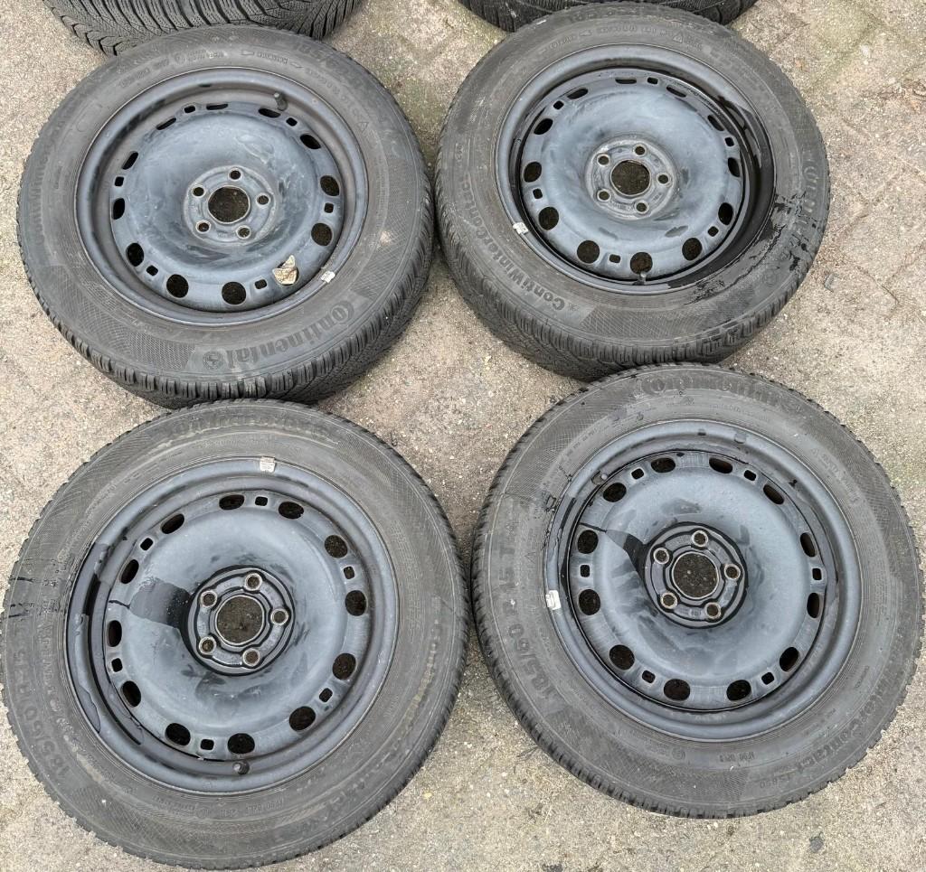 Winterset wielen 5x100 Continental winterbanden 2x5 2x7mm, Auto-onderdelen, Banden en Velgen, Ophalen, Gebruikt, 15 inch, Banden en Velgen