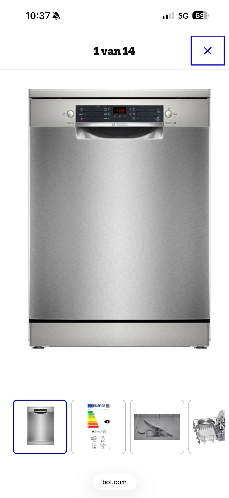 Bosch SMS26AI01F Serie 2 Vrijstaande Vaatwasser 60 cm, Witgoed en Apparatuur, Vaatwasmachines, Ophalen, 60 cm of meer, Minder dan 10 liter