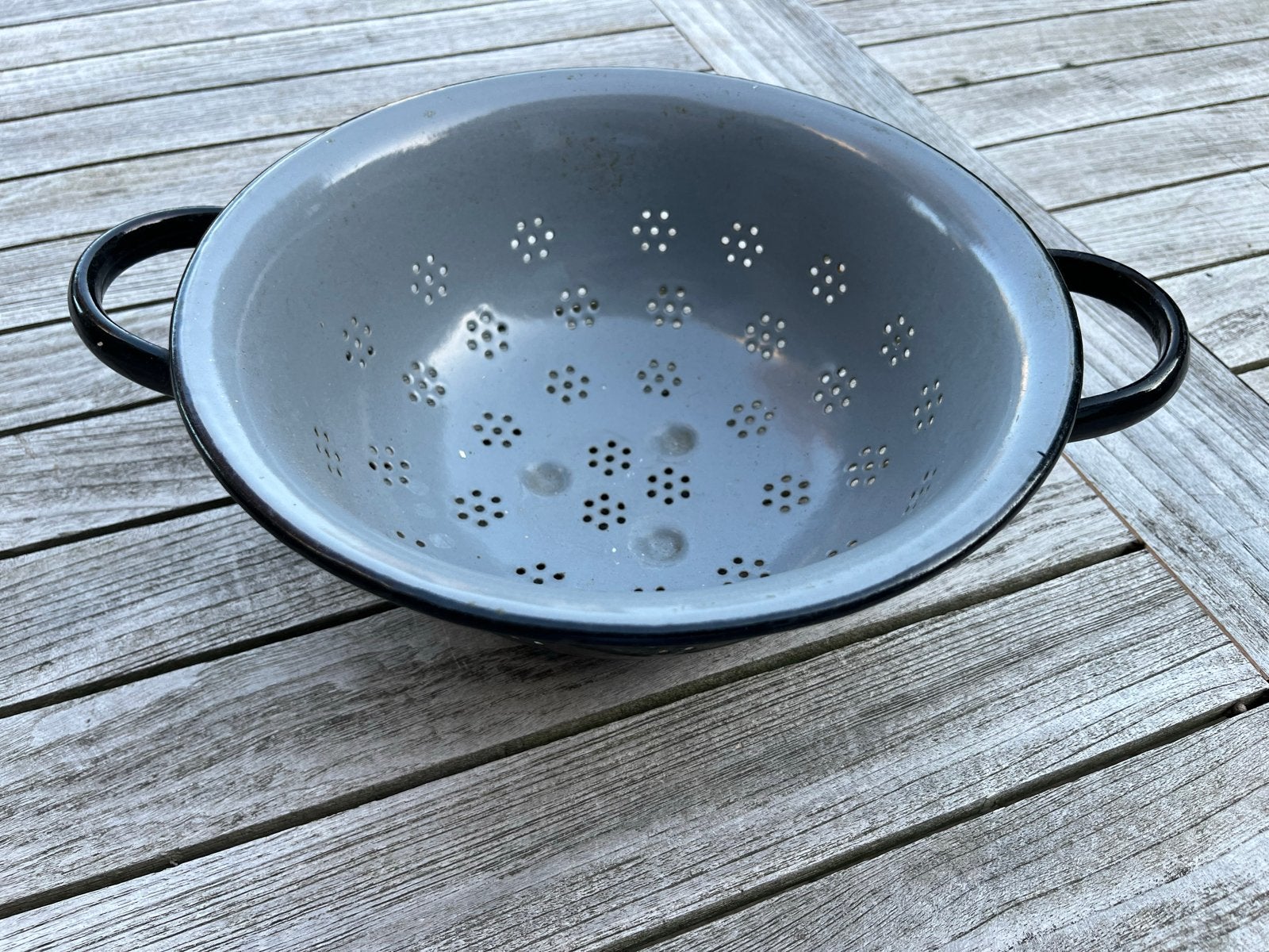 Vintage emaille vergiet, trechter en mok, Verzenden