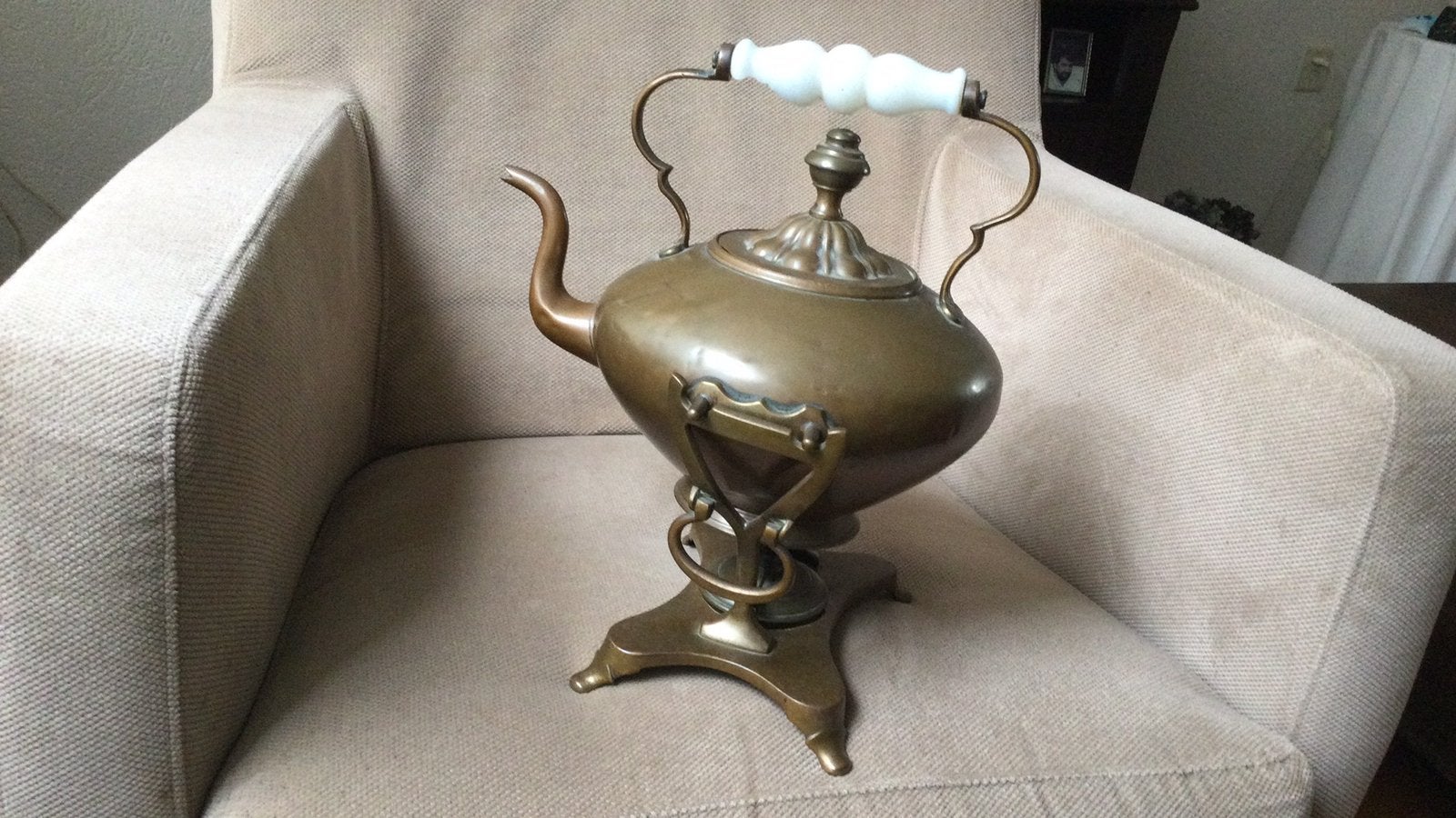 Antiek koperen ketel op brander, Antiek en Kunst, Ophalen