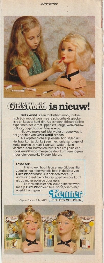 Retro reclame 1978 Kenner Girl's world kappop speelgoed, Verzenden, Overige typen