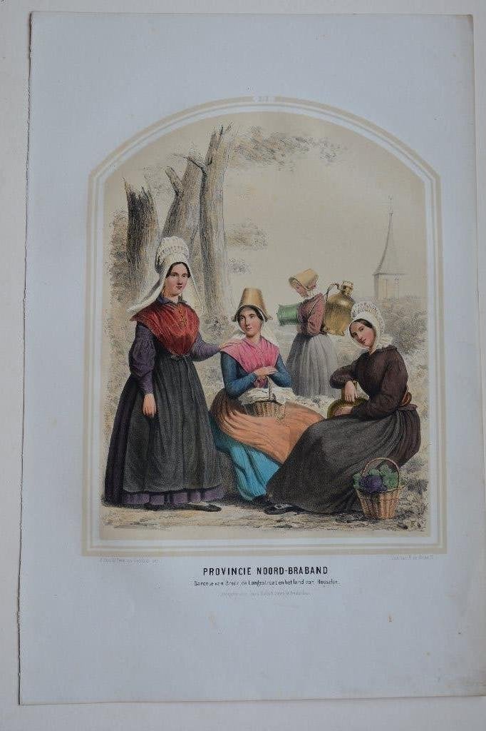 NOORD-BRABAND KLEDERDRACHTEN Litho Frans Buffa 1850-1857 C3, Antiek en Kunst, Kunst | Litho's en Zeefdrukken, Verzenden, Origineel