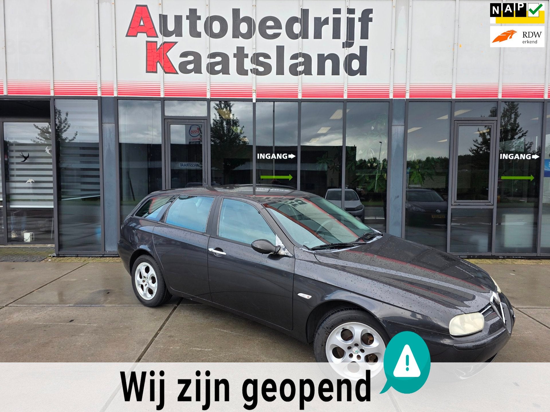 Alfa Romeo 156 Sportwagon 1.8 T.Spark Impression - Leer - Ai, Voorwielaandrijving, Automatische klimaatregeling, Gebruikt, Zwart